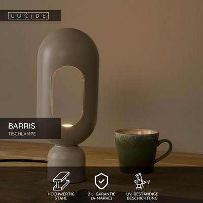 Lucide BARRIS - Tischlampe - 1xE27 - Taupe